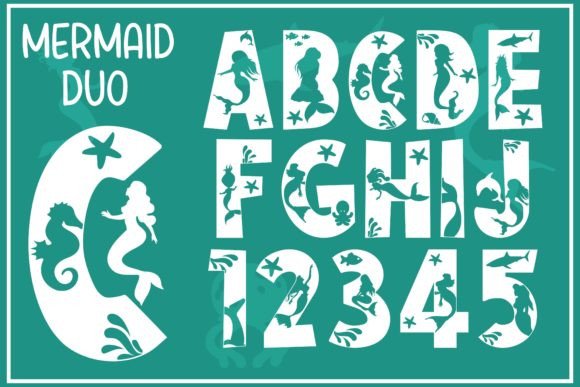 Mermaid Duo Font for Ocean Crafts